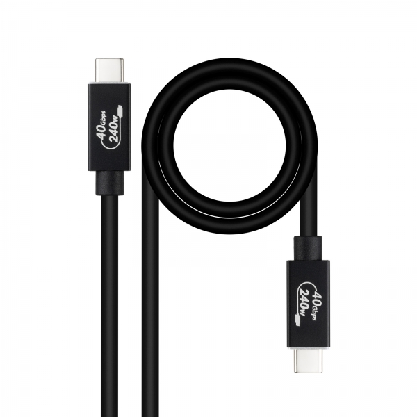 [10.01.5002] Nanocable Cable USB 4 Gen 3x2 40Gbps 5A/240W - USB-C/M-USB-C/M - 1.8 m - Color Negro