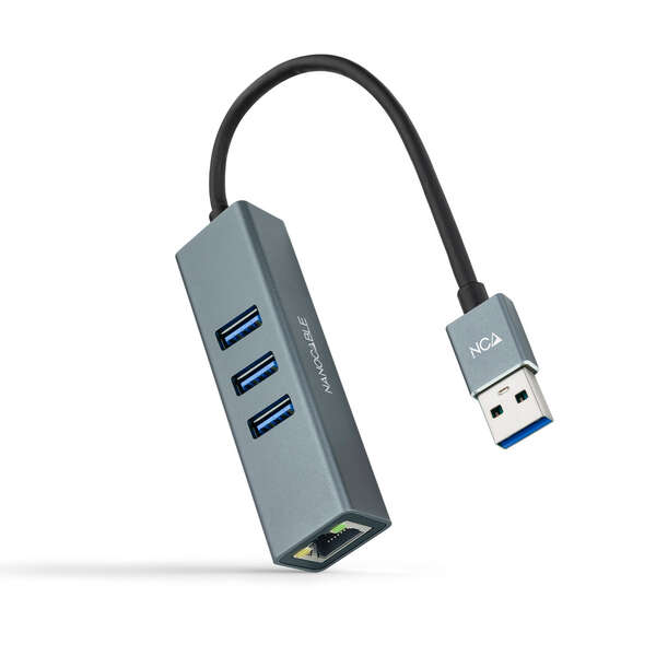 [10.03.0407] Nanocable Adaptador de Red USB 3.0 a Ethernet Gigabit 10/100/1000 Mbps + 3 Puertos USB 3.0