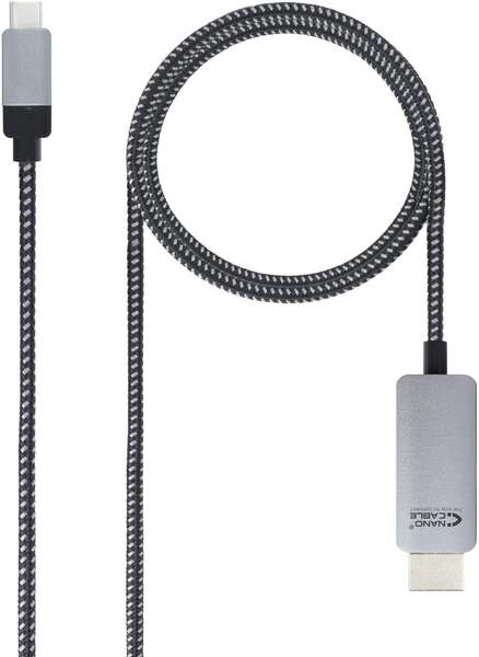 [10.15.5102] Nanocable Cable Conversor USB-C Macho a HDMI Macho 1.80m - Color Negro/Plata