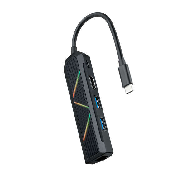 Nanocable 5 en 1 Hub USB-C 3.0 con 2x USB-A 3.0, 1x USB-C PD, 1x HDMI, 1x RJ45 - Carcasa de Aluminio