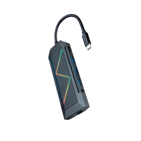 Nanocable 9 en 1 Hub USB-C 3.0 con 3x USB-A 3.0, 1x USB-C PD, 1x HDMI, 1x RJ45, 1x Audio 3.5mm, 1x L