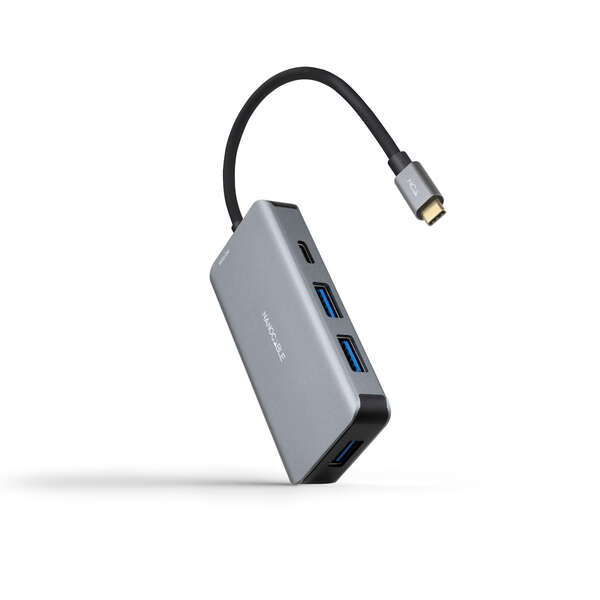 Nanocable HUB USB-C 5 en 1 - Conversor 3.2 GEN1 5G a 3 x USB-A 3.0 + USB-C + USB-C PD 100W - Alumini