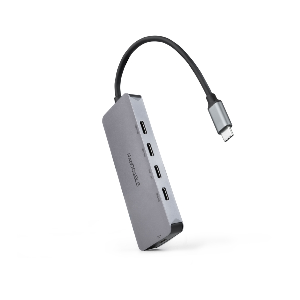 [10.16.4505] Nanocable Hub USB-C 3.2 con 4x Puertos USB-C 3.2 + 1 Puerto USB-C PD 100W - Velocidad de Transferenc