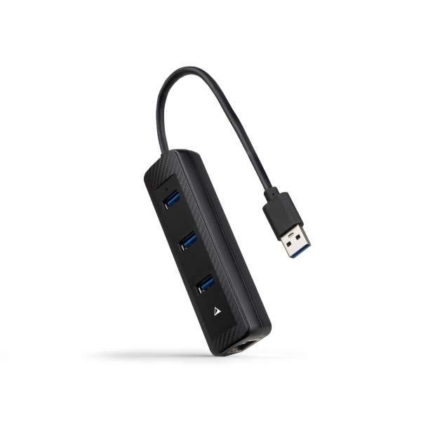 Nanocable Adaptador de Red USB 3.0 a Ethernet Gigabit 10/100/1000 Mbps - Hub 3xUSB-A 3.0 - 15cm - Co