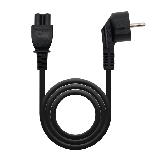 [10.22.0302-L200] Nanocable Cable de Alimentacion CEE7 Acodado Macho a M-C5 Hembra Trebol 2m - Color Negro