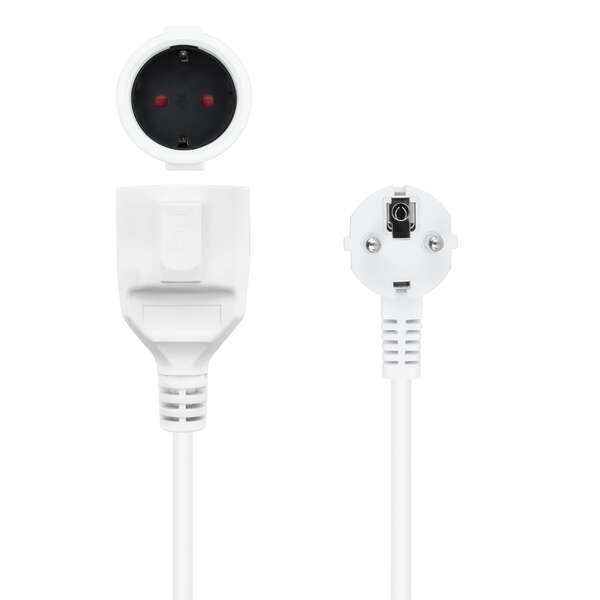[10.22.0605-W] Nanocable Cable de Alimentacion Alargador CEE7 Acodado Macho a CEE7 Hembra 5m