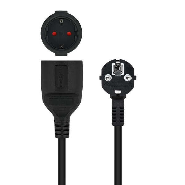 [10.22.0610-BK] Nanocable Cable de Alimentacion Alargador CEE7 Acodado Macho a CEE7 Hembra 10m