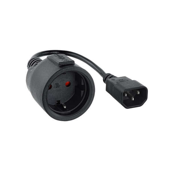 [10.22.0901] Nanocable Cable Adaptador para SAIs C14 Macho a CEE7 Hembra 16A 0.25m - Color Negro