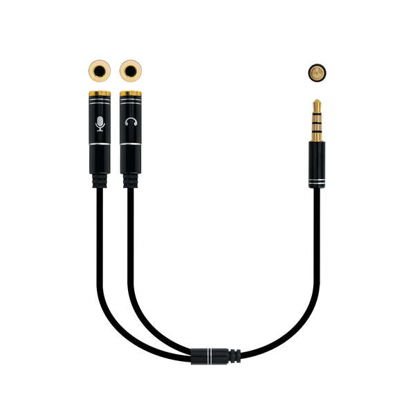 Nanocable Cable Adaptador Audio Jack 3.5mm Macho 4 Pines a 2x Jack 3.5mm Hembra 3 Pines 0.30m - Colo