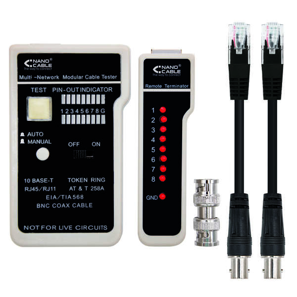 [10.31.0303] Nanocable Testeador para Cable RJ11/RJ12/RJ45, Coaxial