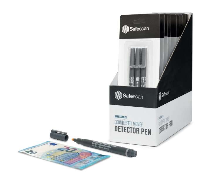 [111-0379] Safescan 30 Blister con 3 Boligrafos Detectores de Billetes Falsos - Verificacion en 2 Segundos - Ti