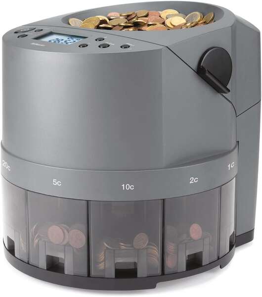 Safescan 1450 Eur Contadora y Clasificadora Automatica de Monedas - Cuenta y Clasifica 500 Monedas p