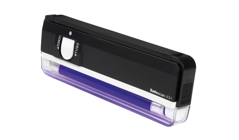 Safescan 40H Detector Portatil de Billetes Falsos - Lampara Ultravioleta de 4W - Linterna LED para V