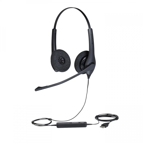 Jabra BIZ 1500 Duo Auriculares con Microfono Plegable USB - Cancelacion de Ruido - Diadema Ajustable