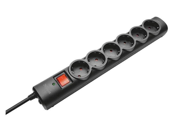 [TR21059] Trust 21059 Regleta de 6 Tomas + Proteccion Surge Negra