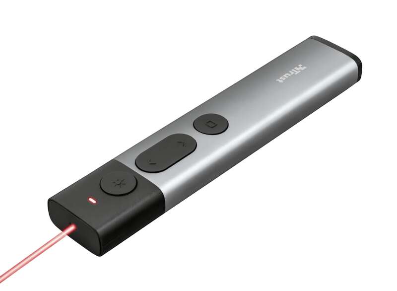 [TR23333] Trust Kazun Presentador Laser Inalambrico - 4 Botones - Radio de Accion 30m - Laser Color Rojo - Alu