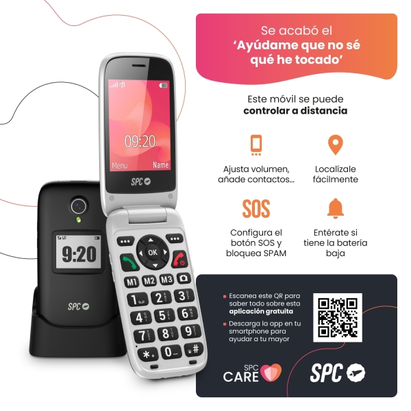 SPC Polaris Telefono Movil 4G con Pantallas Principal 2.8" Exterior 1.4" y Tapa - Camara, Radio FM,