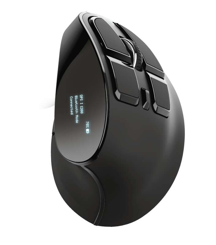 [TR23731] Trust Voxx Raton Ergonomico Inalambrico Recargable 2400dpi - 8 Botones - Pantalla LED - Uso Diestro