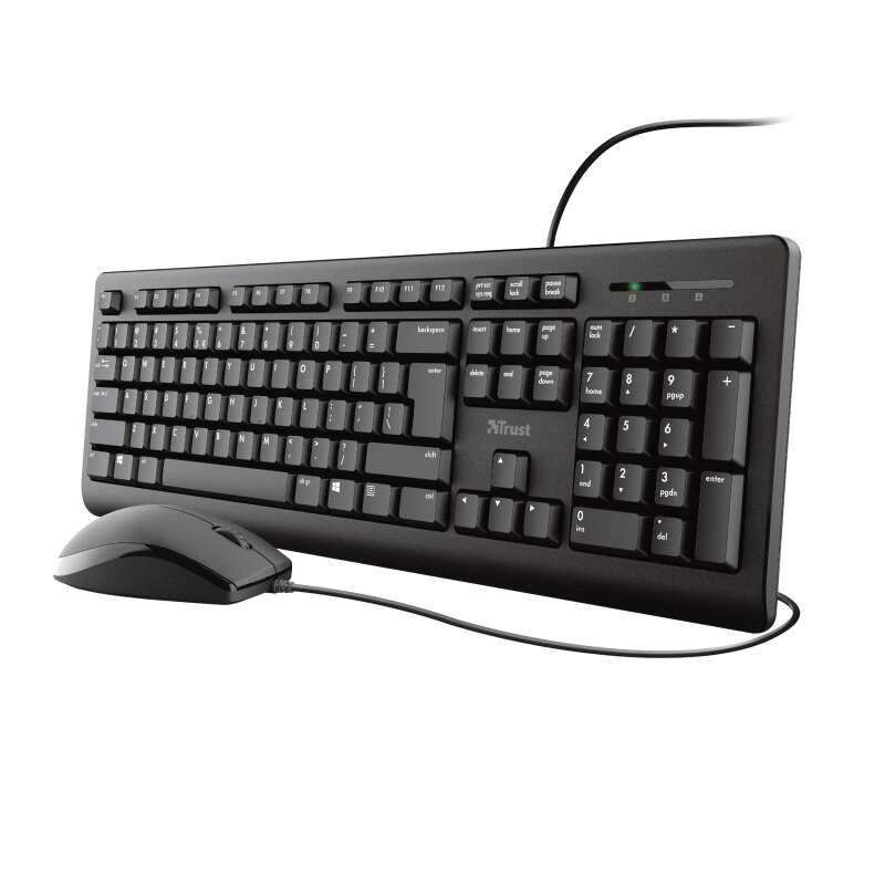 [TR23977] Trust TKM250 Pack USB Teclado 104 Teclas + Raton 3 Botones - Teclas Silenciosas - Resistente a Verti