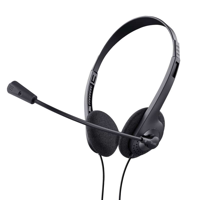 Trust Auriculares con Microfono - Control de Volumen - Diadema Ajustable - 2 Cables Adaptadores de 3