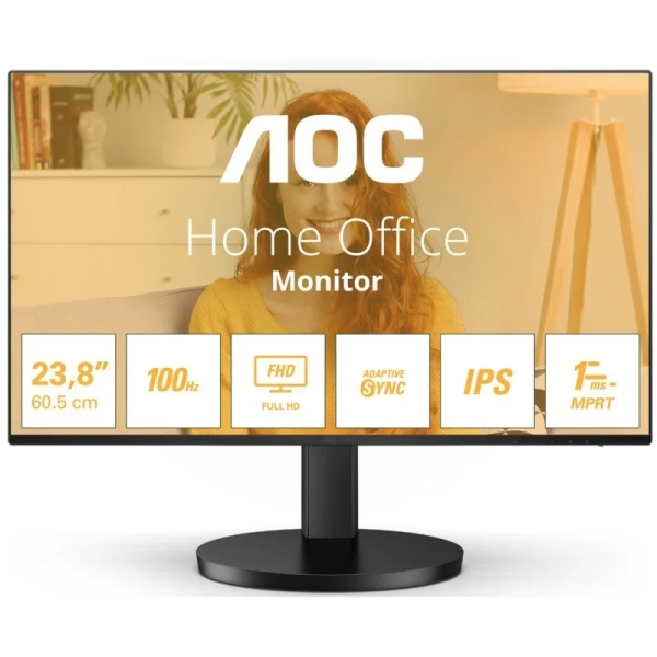 [24B3HA2] AOC Monitor 23.8" LED IPS FullHD 1080p 100Hz - Respuesta 1ms - Angulo de Vision 178° - Altavoces Inc