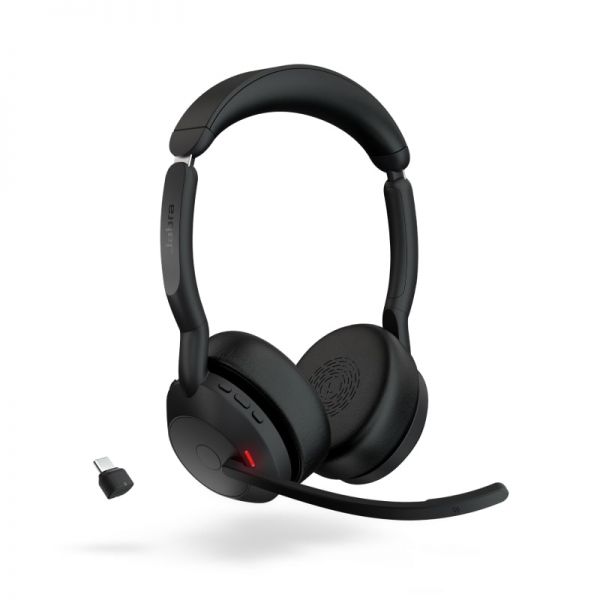 [25599-899-999] Jabra Evolve2 55 MS Auriculares Estero Link 380 con Microfono - Bluetooth - USB-C - Cancelacion de R