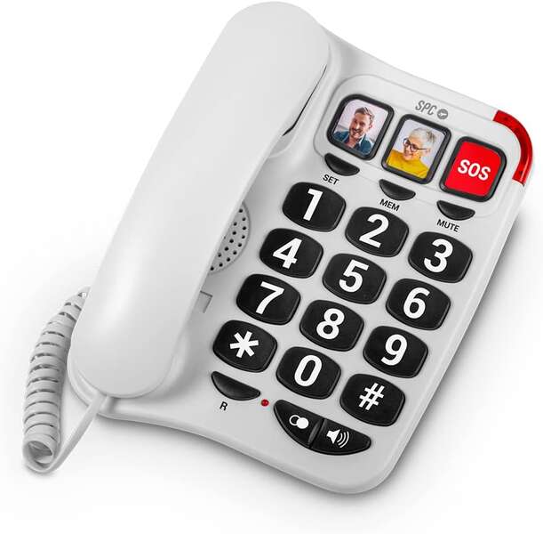 [3295B] SPC Telefono Fijo para Personas Mayores - Teclas XXL - Llamadas con una Sola Pulsacion - Volumen de