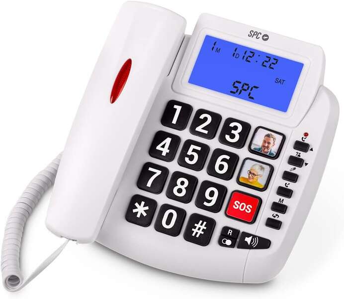 [3296B] SPC Comfort Volume 2 Telefono Fijo Senior - Teclas Extragrandes - Memorias Directas con Fotografia -