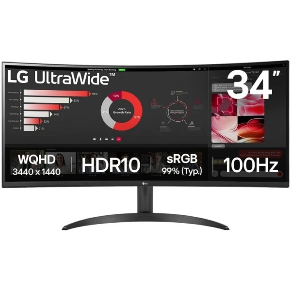 LG Ultrawide Monitor 34" Curvo LED VA WQHD 100Hz HDR10 FreeSync - Respuesta 5ms - Angulo de Vision 1