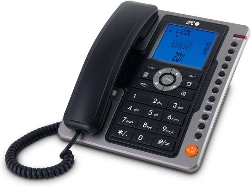 [3604N] SPC Telefono Fijo Office Pro - Pantalla Iluminada Azul - Teclas Grandes - Memorias Directas - Manos