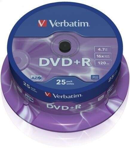 [43500] Verbatim DVD+R 16x 4.7GB (Tarrina 25 Uds)