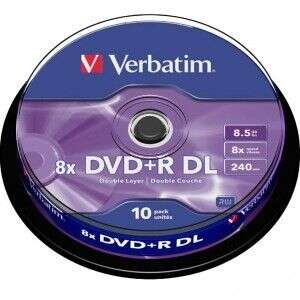 [43666] Verbatim DVD+R Doble Capa 8x 8.5GB (Tarrina 10 Uds)