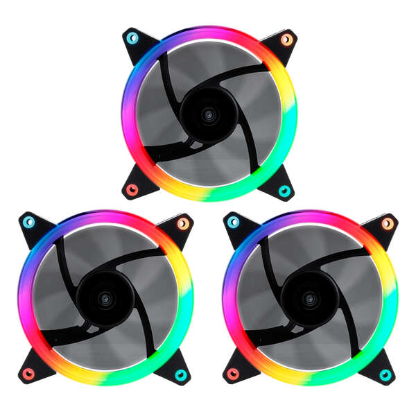 Unykach Candy 30 Pack de 3 Ventiladores 120mm con Iluminacion ARGB - Velocidad Max. 1500rpm - Contro