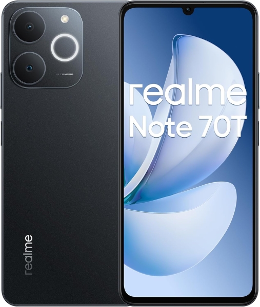 [631011006475] Realme Note 70T Smartphone Pantalla Amoled 6.75"- 90Hz - 4GB - 128GB - Bateria 6000mAh - Color Negro