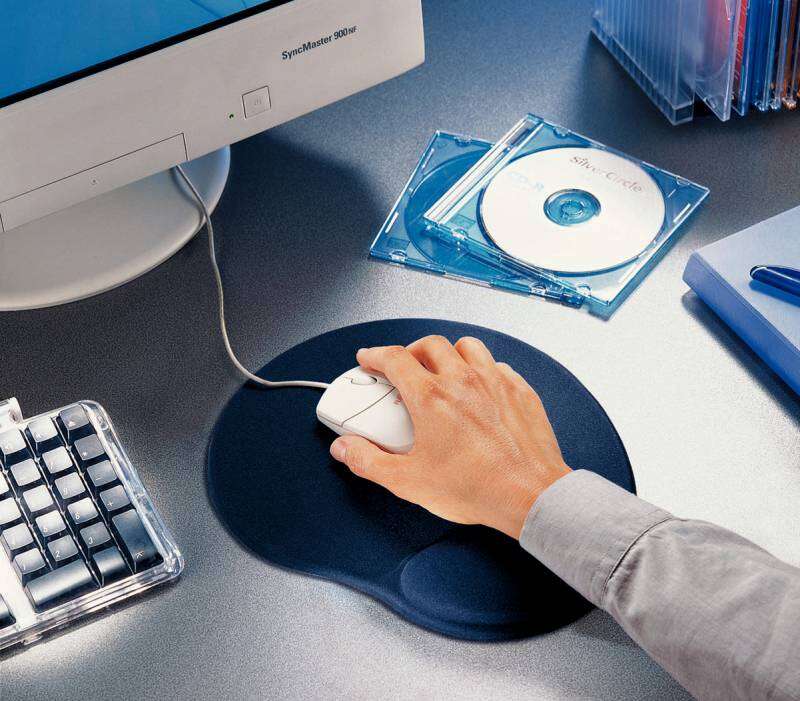[67107] Esselte Allinone Alfombrilla y Reposamuñecas Ergonomicos - Relleno de Gel - Color Azul