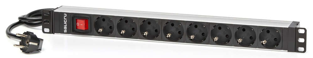 [680CA000003] Salicru Regleta SPS PDU Unidad de Distribucion de Energia - 8 Tomas Tipo Schuko - Color Negro