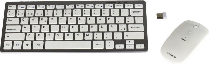 Tacens Combo Teclado y Raton Inalambrico - Sensor Optico 1200-2000 DPI - Alcance 10m - Teclas Multim