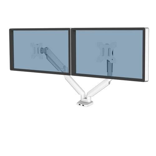 [8056301] Fellowes Platinum Series Brazo para Monitor Doble - Hasta 27" y 9kg - 2 Puertos USB - Ajustable con
