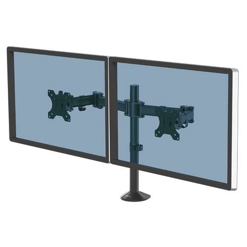 Fellowes Reflex Brazo para Monitor Doble - Hasta 27" y 8kg - Ajustable en Altura y Profundidad - Ges