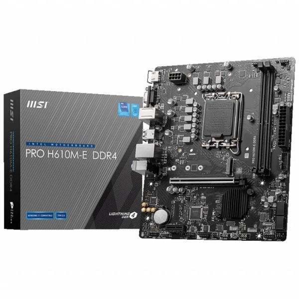 [911-7D48-007] MSI Pro H610M-E Placa Base Intel  LGA 1700 2x DDR4 - HDMI, VGA, 4x Sata III, RJ-45, USB 2.0/3.2, Mic