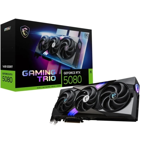 [912-V531-005] MSI GeForce RTX 5080 Gaming Trio OC Tarjeta Grafica 16GB GDDR7 Reflex 2 RTX AI DLSS4