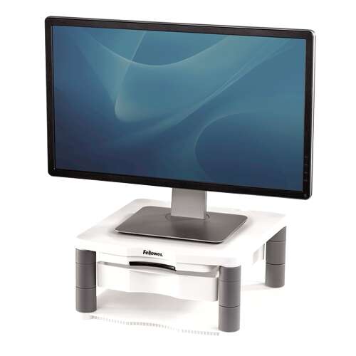 [91713] Fellowes Soporte para Monitor Plus - Ajustable en 5 Alturas - Cajon de Almacenamiento - Hasta 36kg -