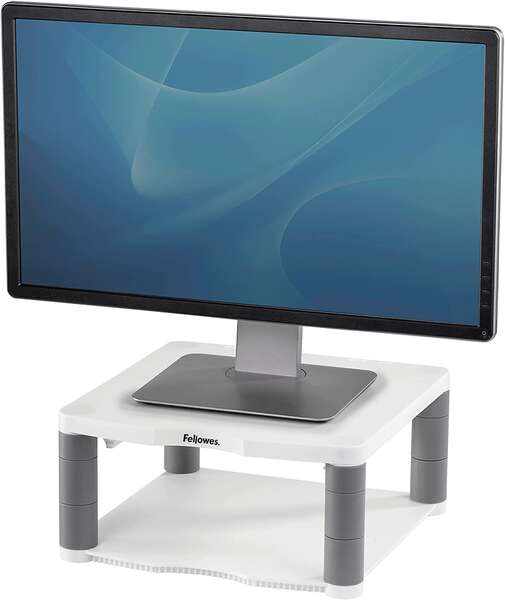 [91717] Fellowes Soporte para Monitor Premium - Ajustable en 5 Alturas - Hasta 36kg - Color Gris