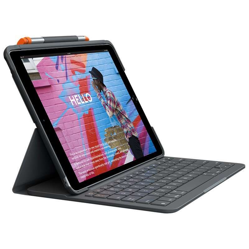 Logitech Slim Folio Funda con Teclado Bluetooth para iPad 7ª y 8ª Generacion 10.2" - Escritura, Dibu