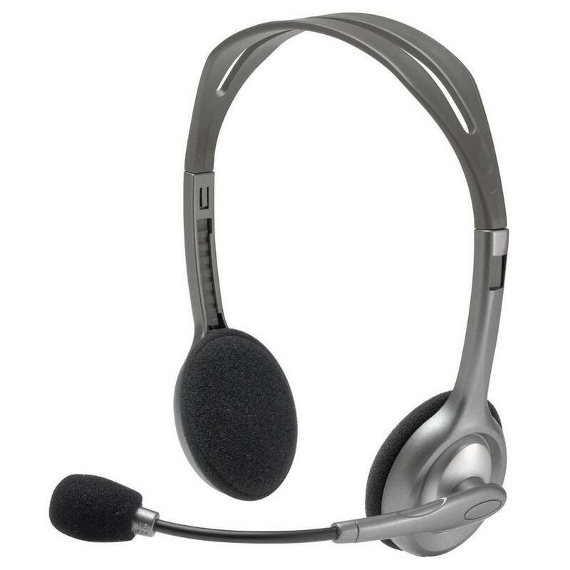 [981-000271] Logitech H110 Auriculares Estereo con Microfono Plegable - Diadema ajustable - Jack 3.5mm - Cable de