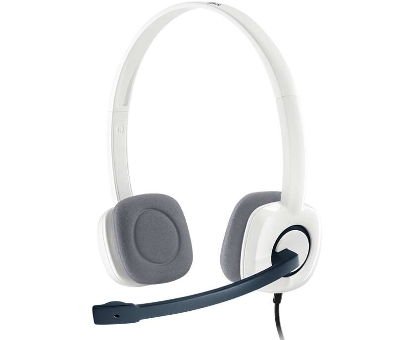 [981-000350] Logitech H150 Auriculares con Microfono - Microfono Plegable - Diadema Ajustable - Almohadillas Acolchadas - Controles en Cable - Cable de 1.80m - Color Blanco