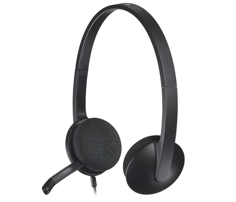 Logitech H340 Auriculares con Microfono USB - Microfono Plegable - Diadema Ajustable - Almohadillas