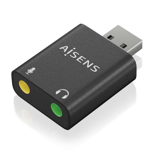 [A106-0768] Aisens Conversor USB-A a Audio 48KHz - USB-A/M-2xJACK 3.5/H - Color Negro