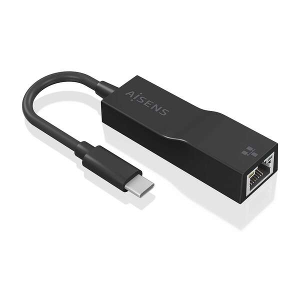 [A109-0765] Aisens Conversor USB3.1 GEN1 USB-C a Ethernet Gigabit 10/100/1000 Mbps - 11cm - Color Negro