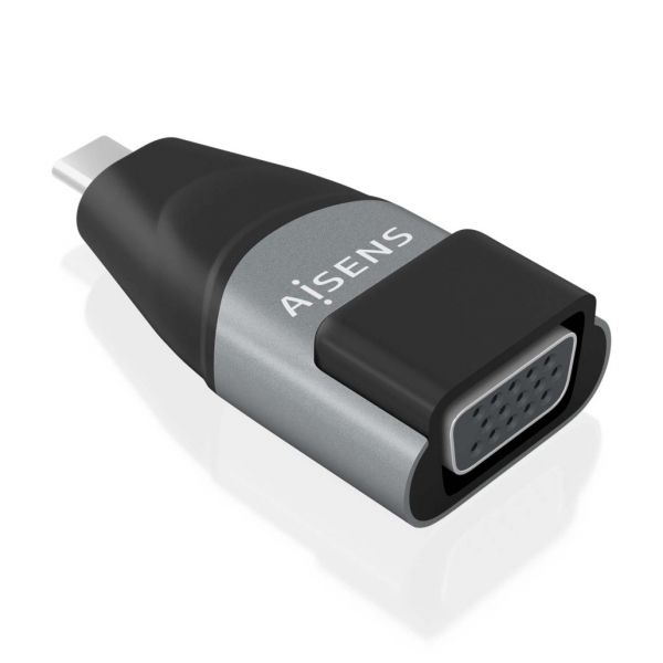 Aisens Conversor USB-C a VGA de Aluminio - Transmision de Señales USB a VGA - Resolucion 1920×1200@6